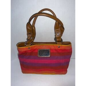 Liz Claiborne Striped Canvas Purse Handbag
Pink orange Sale!!